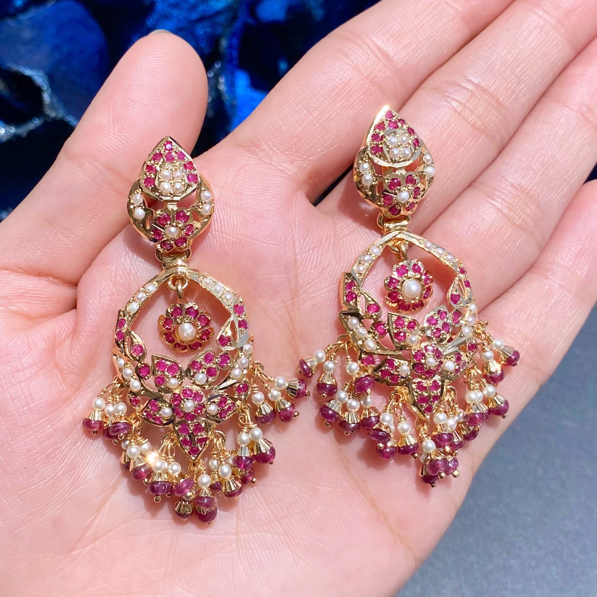 ruby pearl jadau necklace set