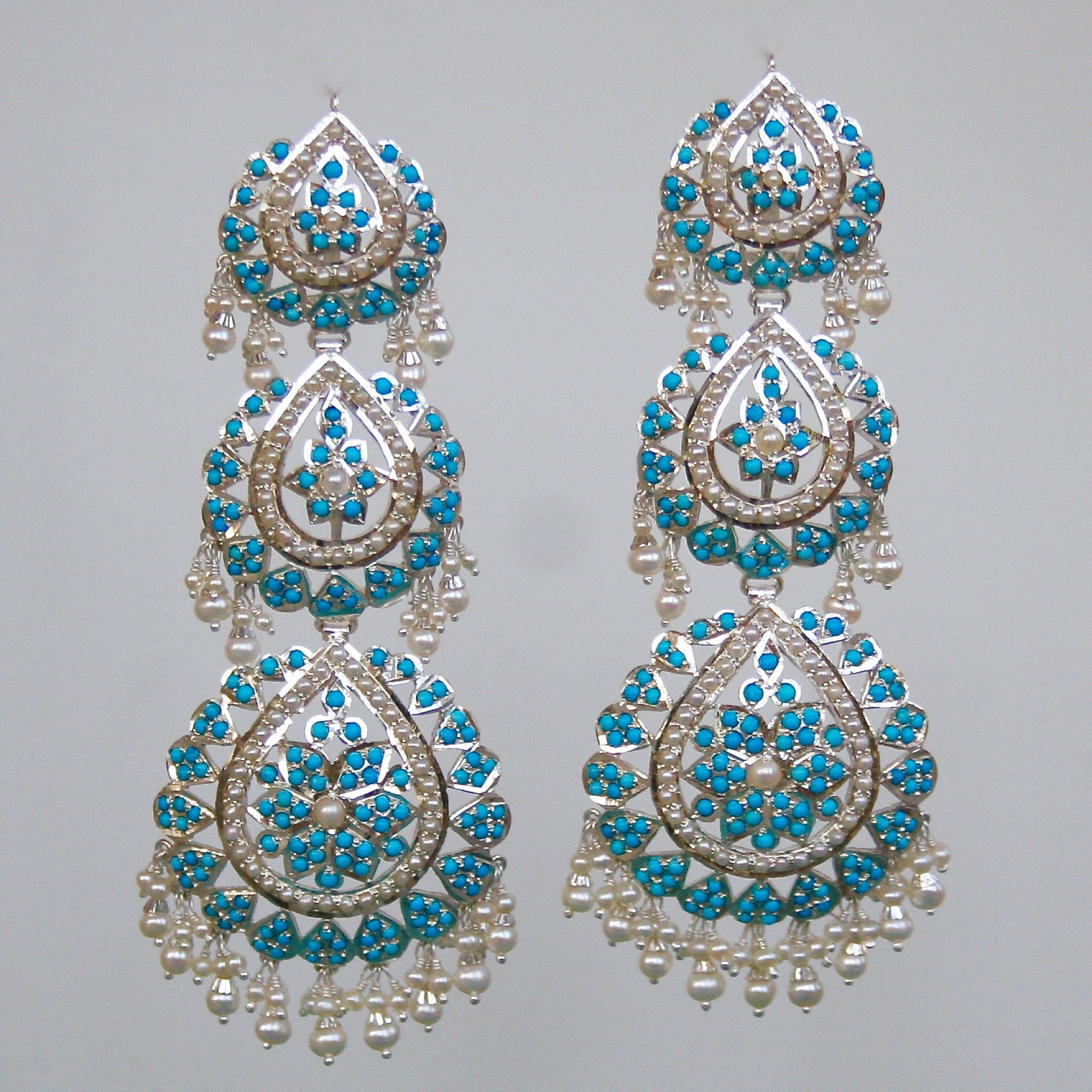 Long Bohemian Turquoise Earrings | Sterling Silver