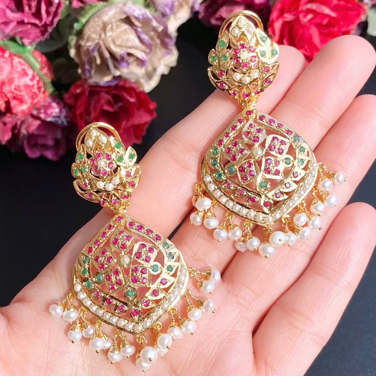 pakistani jadau earrings