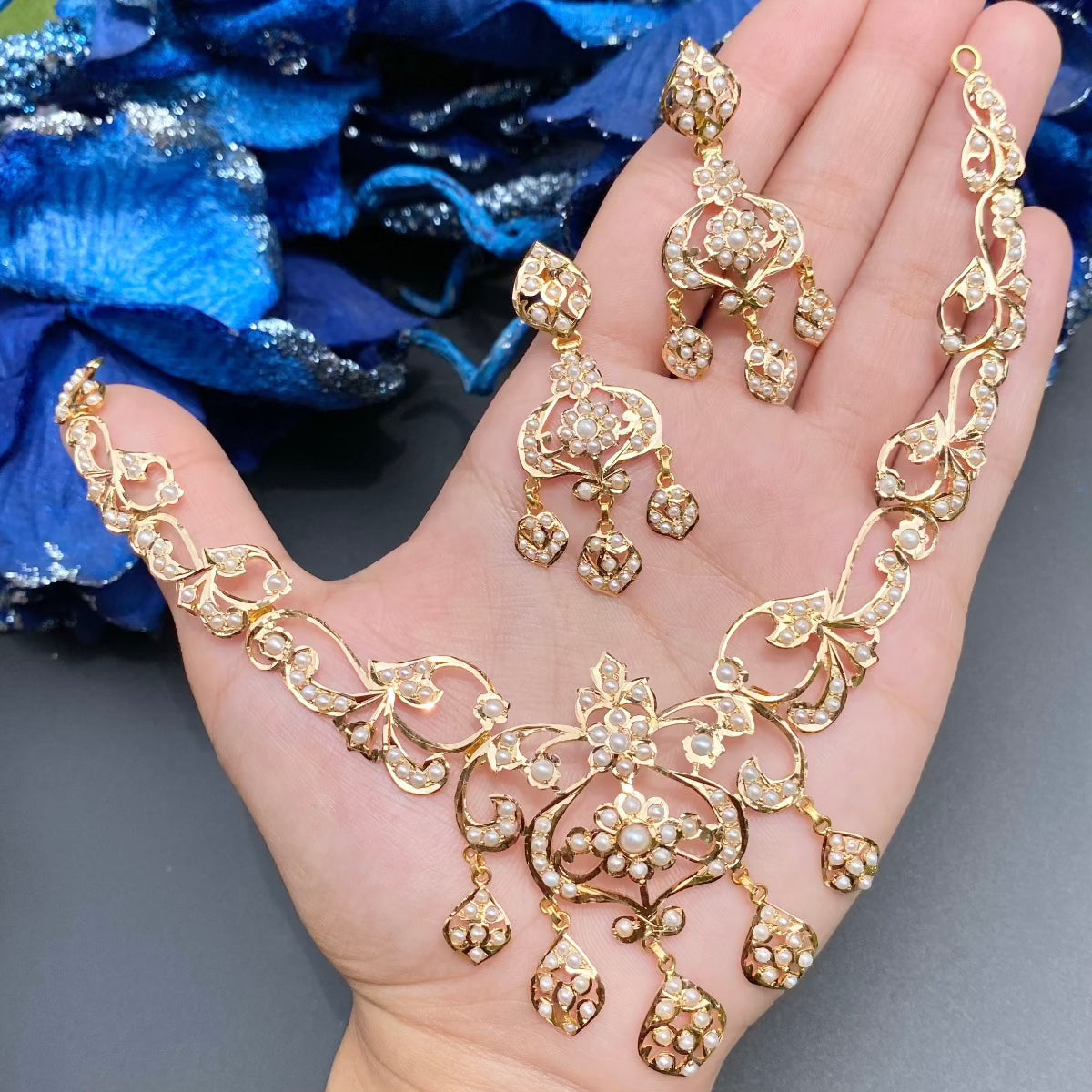 real gold pearl jewellery bengali design
