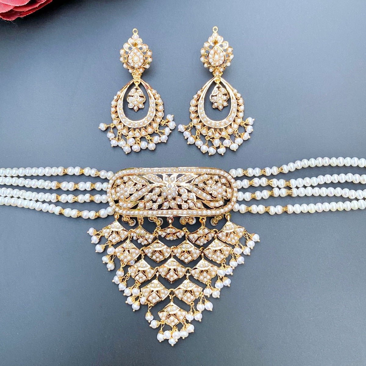 indian pearl jewellery sets in 22k gold