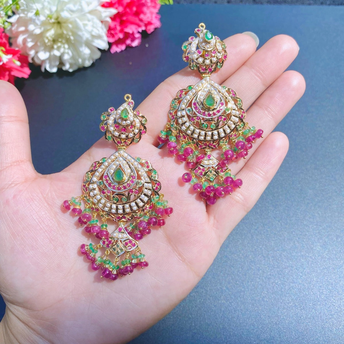 indian jadau earrings on 22k gold