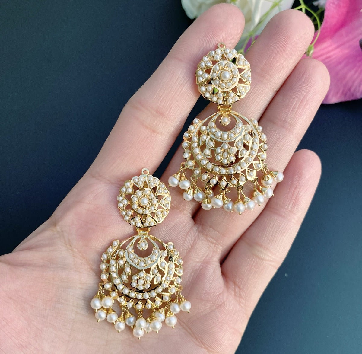 gold pearl chandbalis under 1000