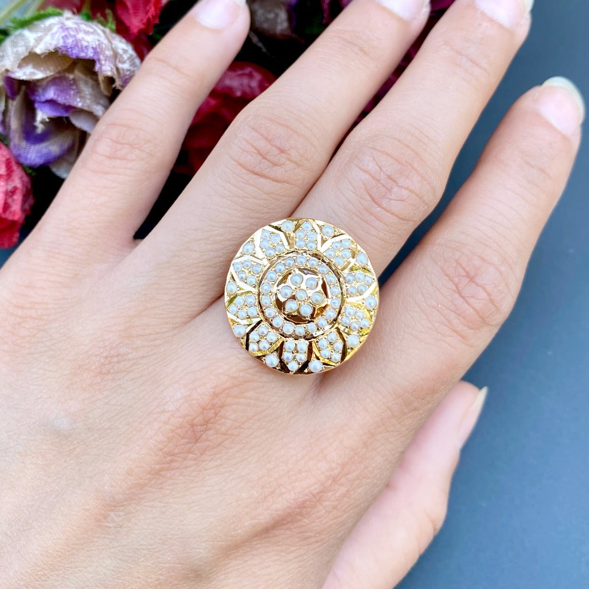 sadikari jadau ring 22k gold