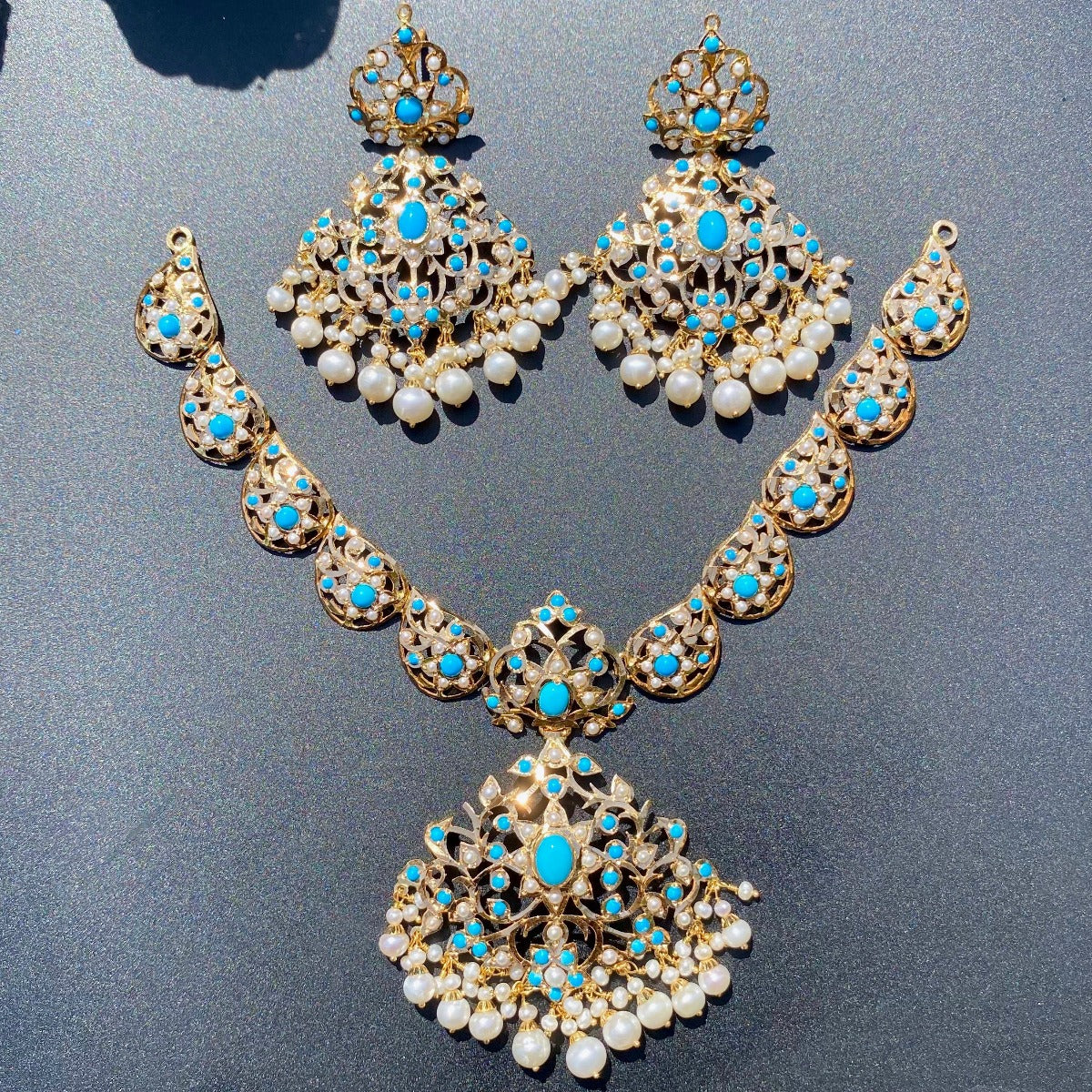 real turquoise indian gold jewellery