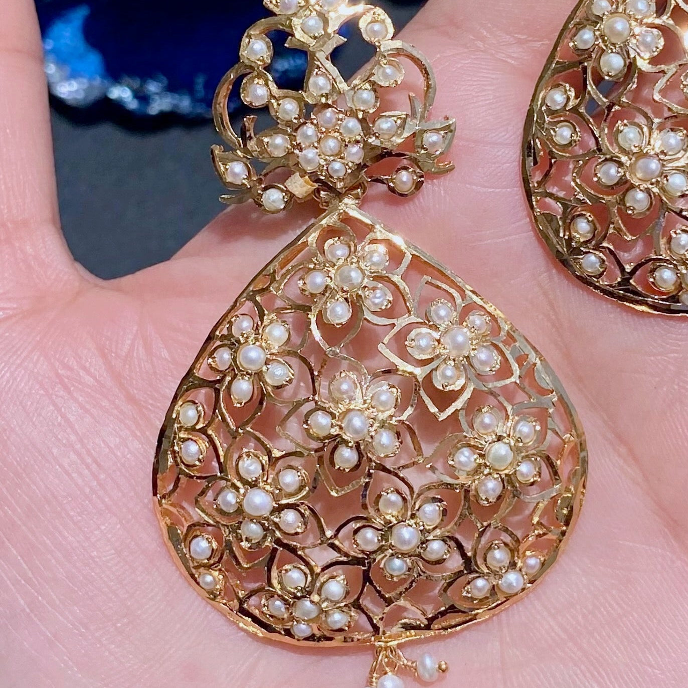 Indo Western Design Earrings | Freshwater Pearls & Pure 925 Silver ER 559