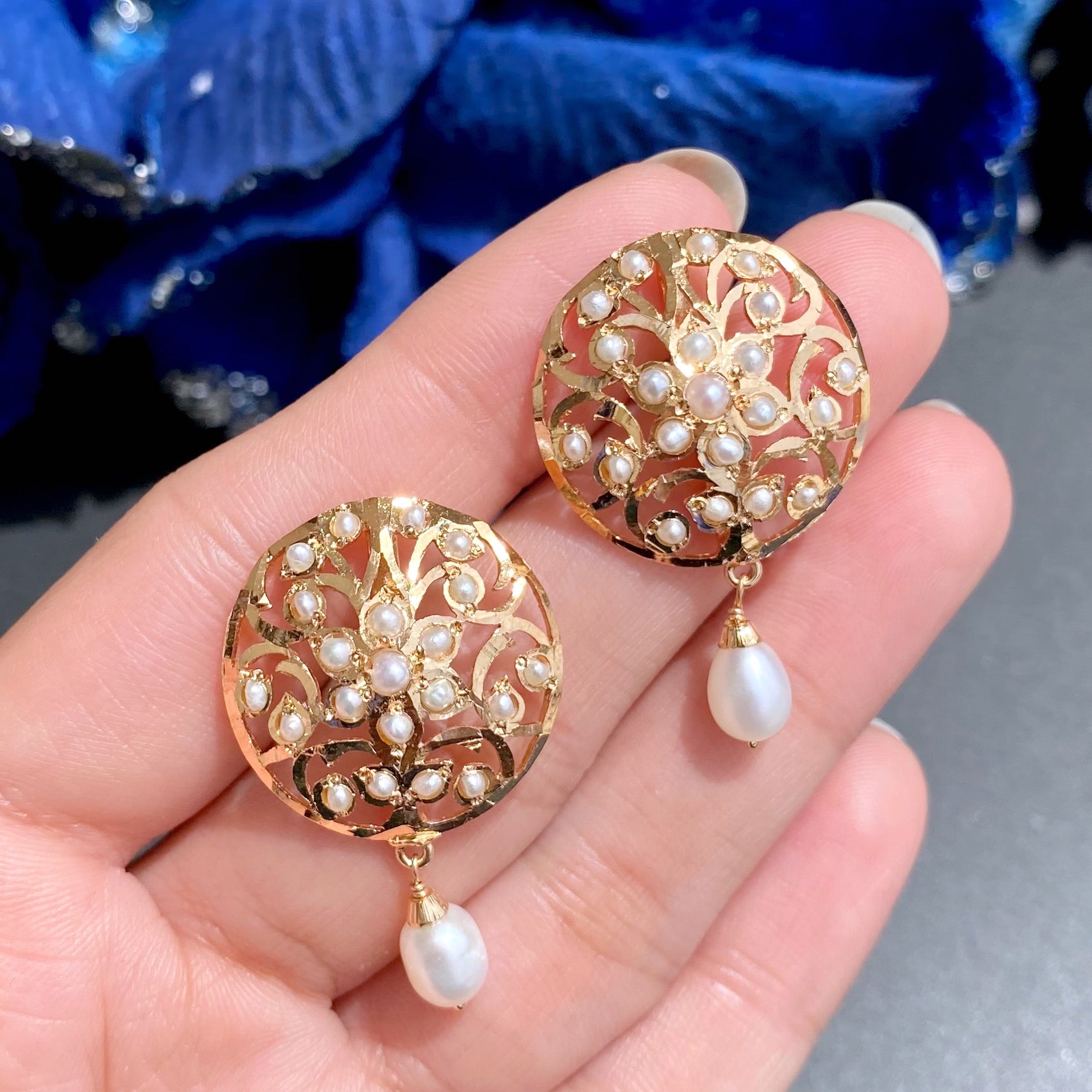 Intricate Pearl Tops For Women | Gold Plated on Silver | Real Freshwater Pearl Jewelry