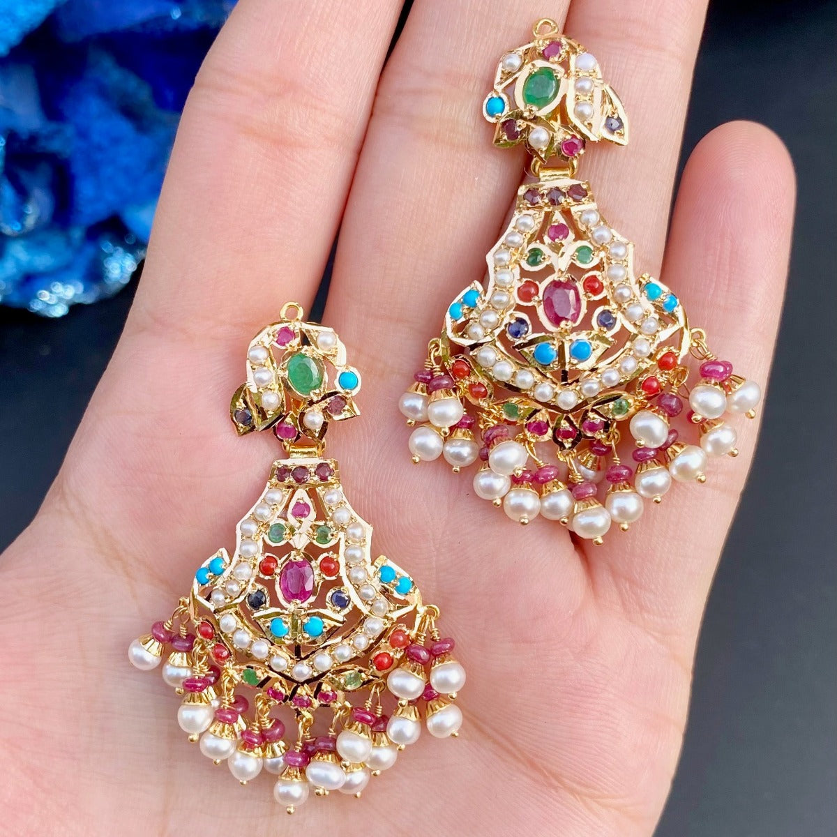 1.5 tola real gold jadau earrings