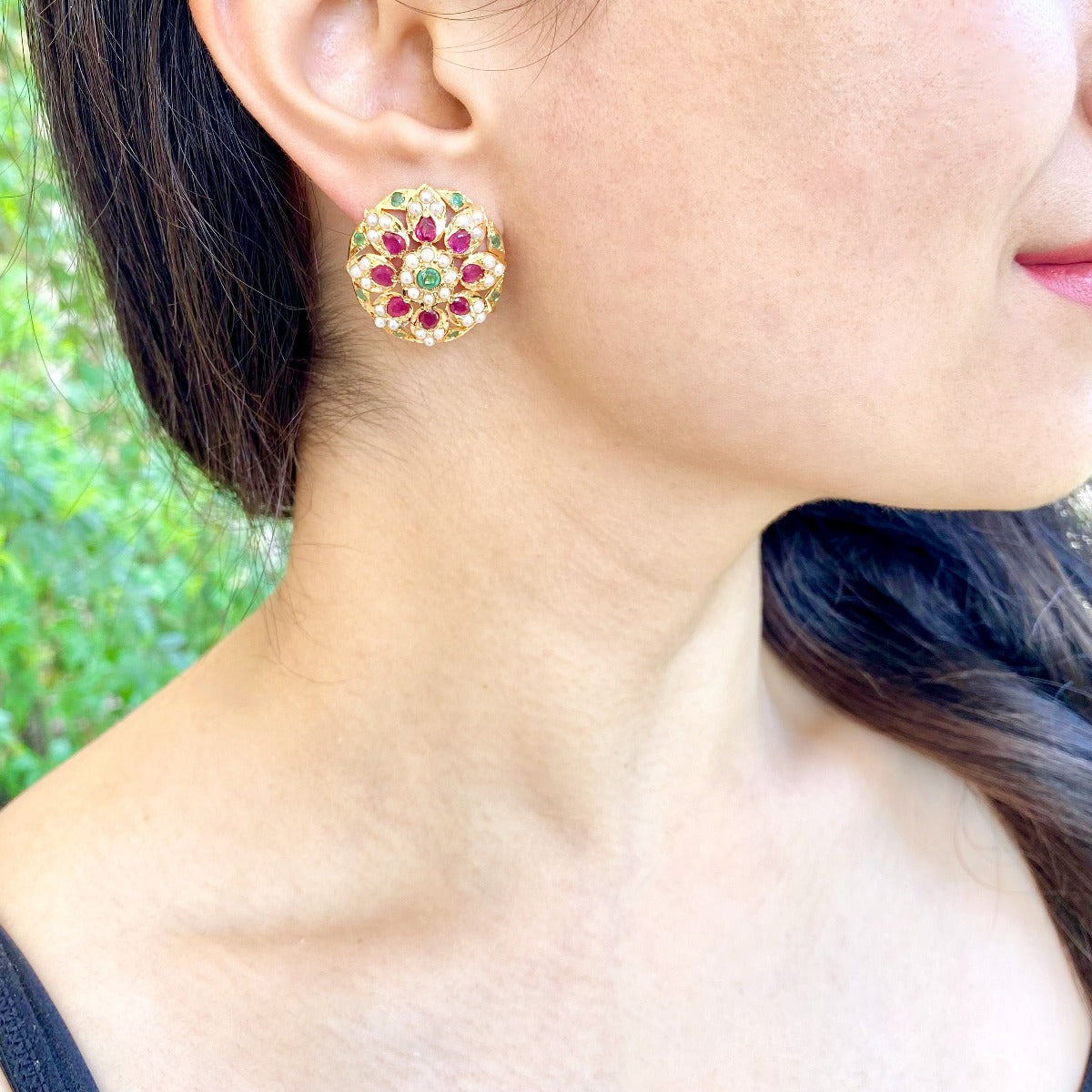 amritsari jadau gold studs for women