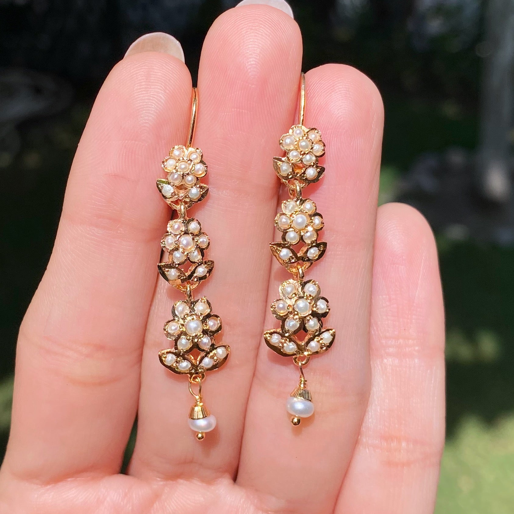 Dainty Pearl Danglers | Exquisite Silver Earrings | Exquisite Indian Jewelry ER 507