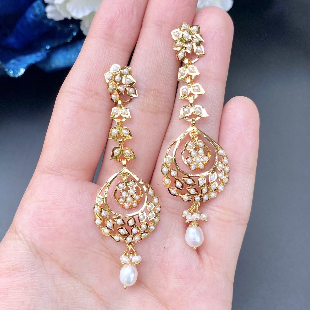 joroa pearl danglers in gold under 1lac