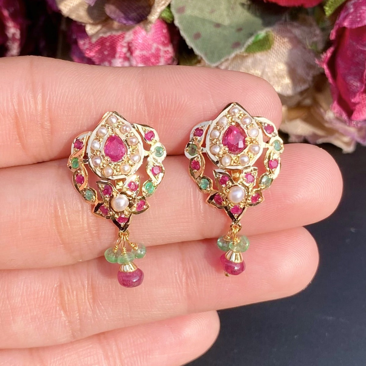 22k lightweight jadau studs for gifting