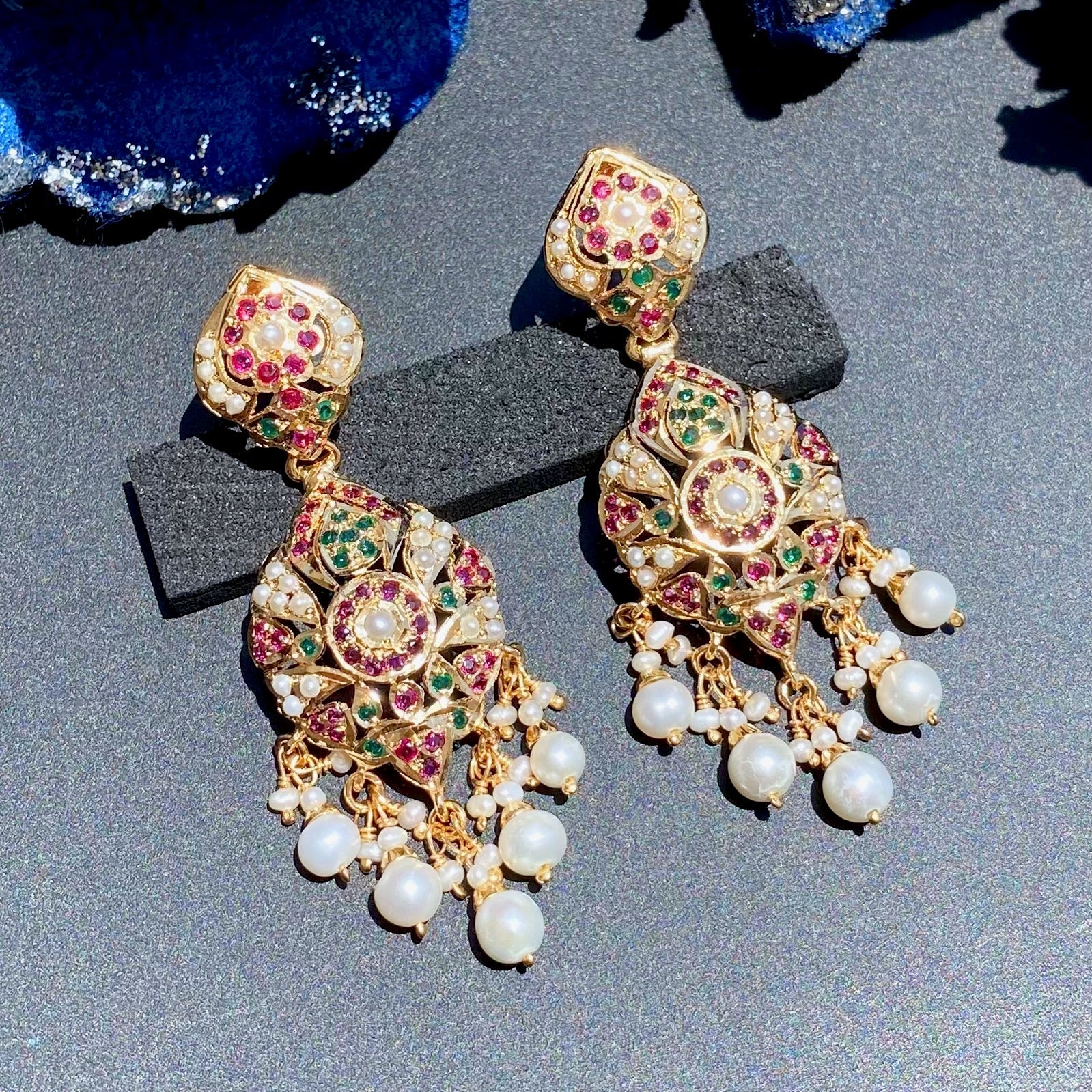 Exquisite Indian Jadau Earrings on Silver | Sober and Classy Design For Party Wear ER 562