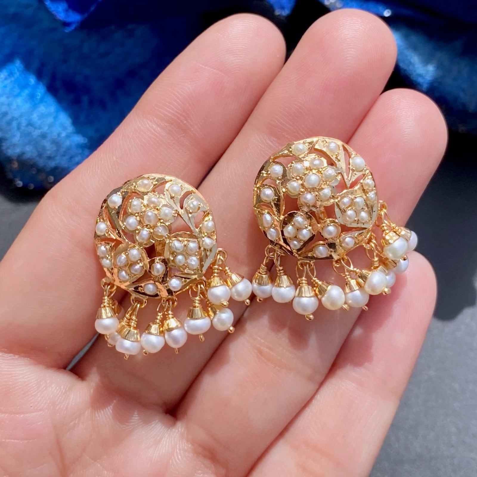 Small Gold Plated Pearl Stud Earrings For Women ER 493