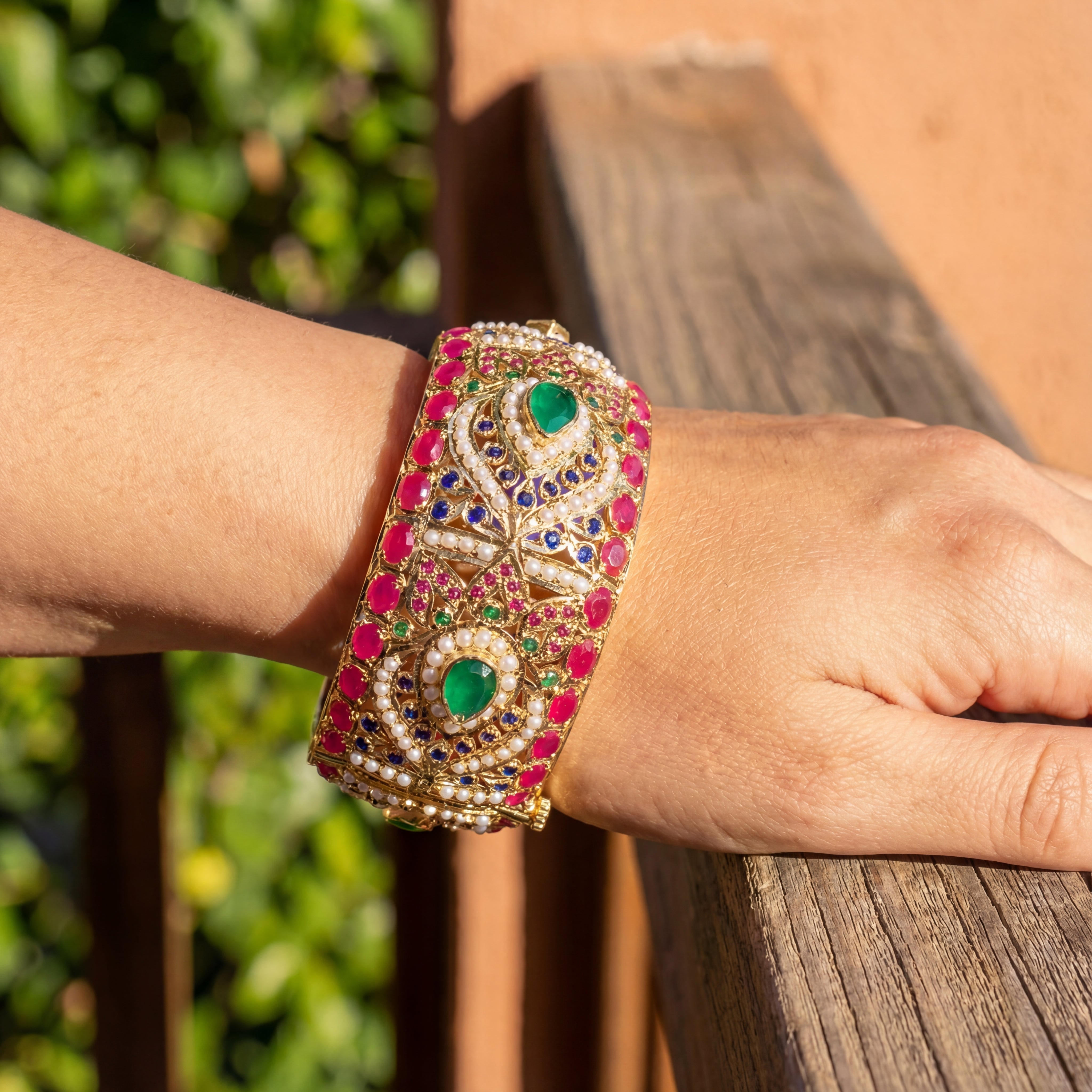 Exquisite Jadau Kada Bangles | Gold Plated on Silver BG 133