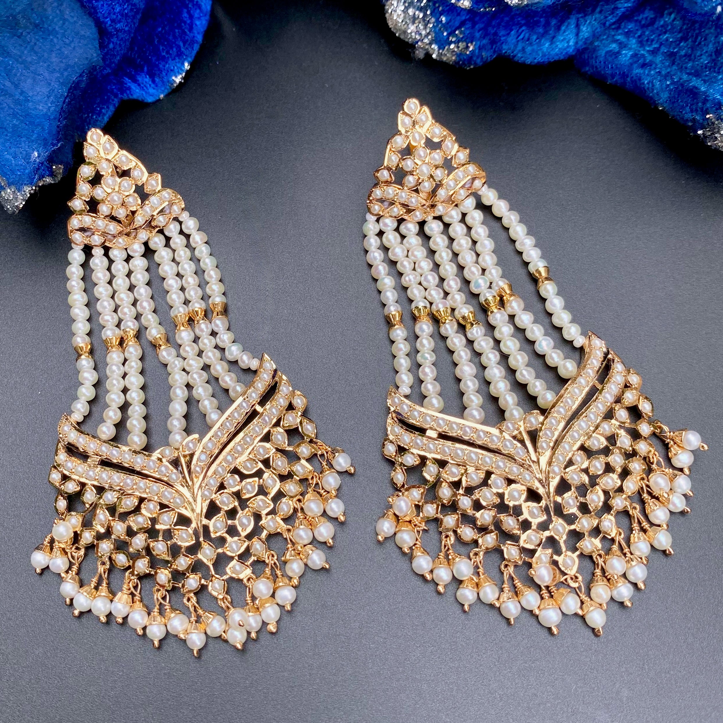classic jhummer style pearl earrings