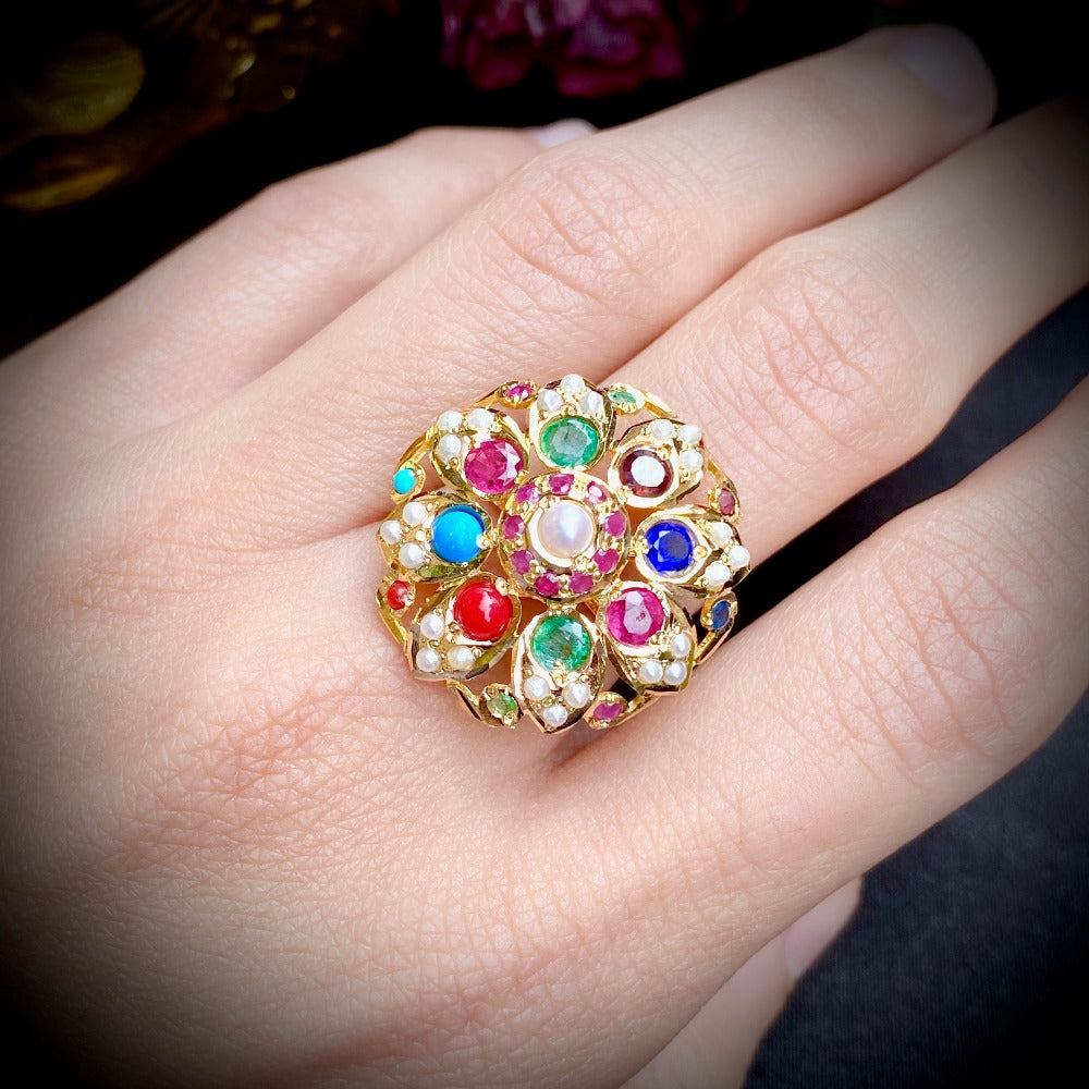 22k gold navaratna ring for women