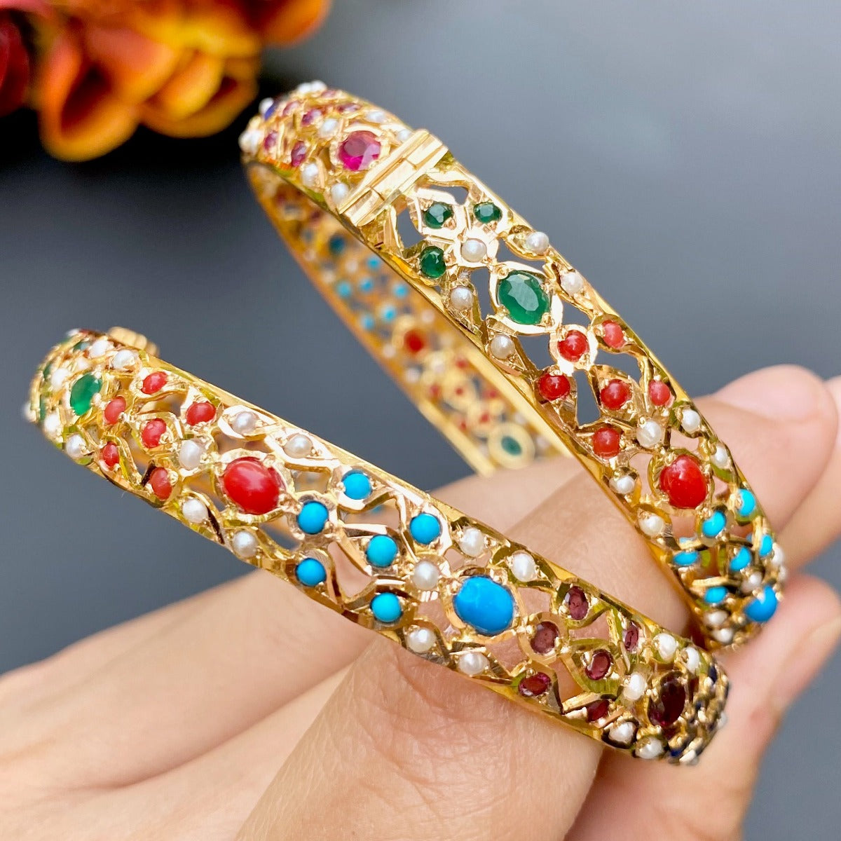 navratna gold bangles for women totaram