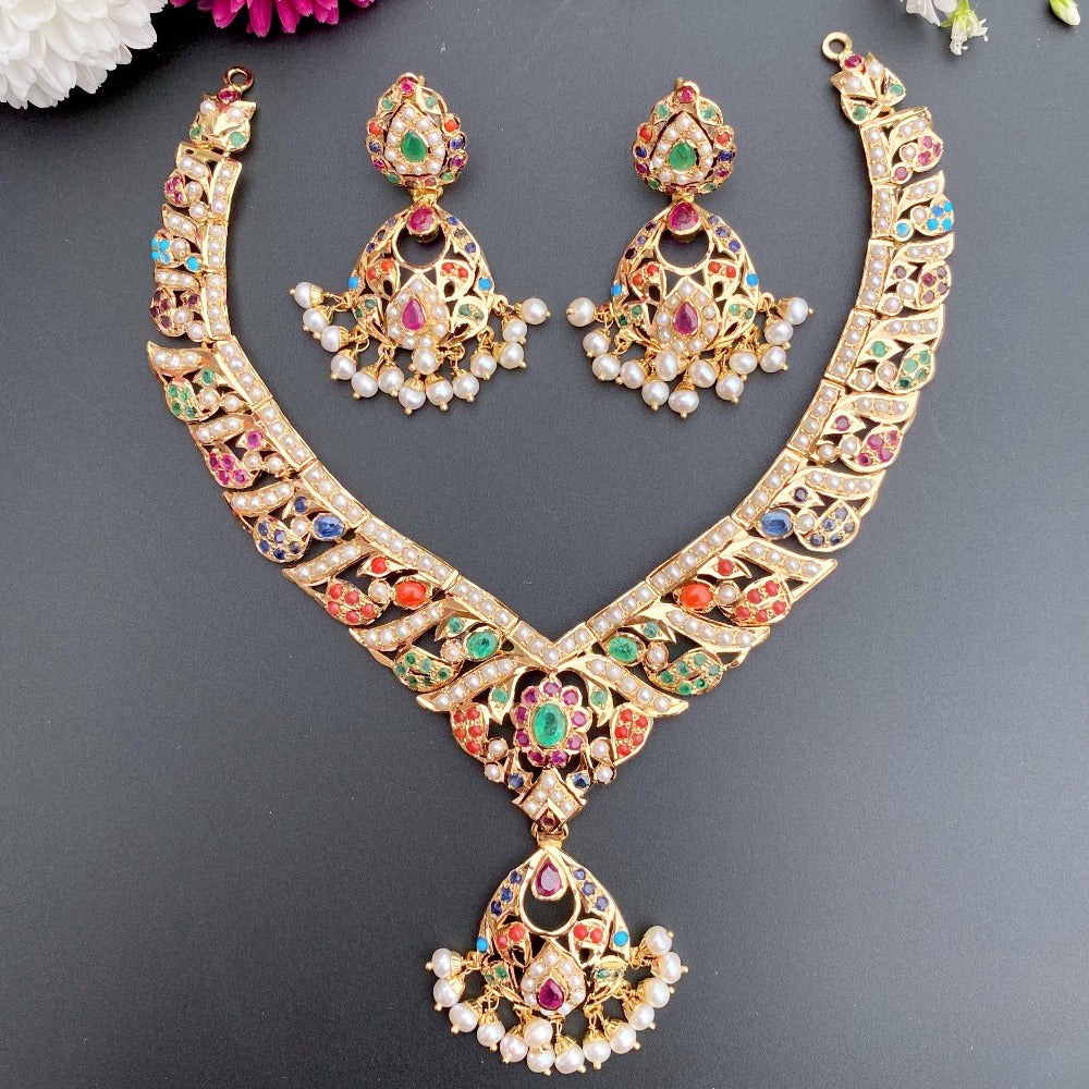 nauratan necklace set inspired by tanishq indian designs