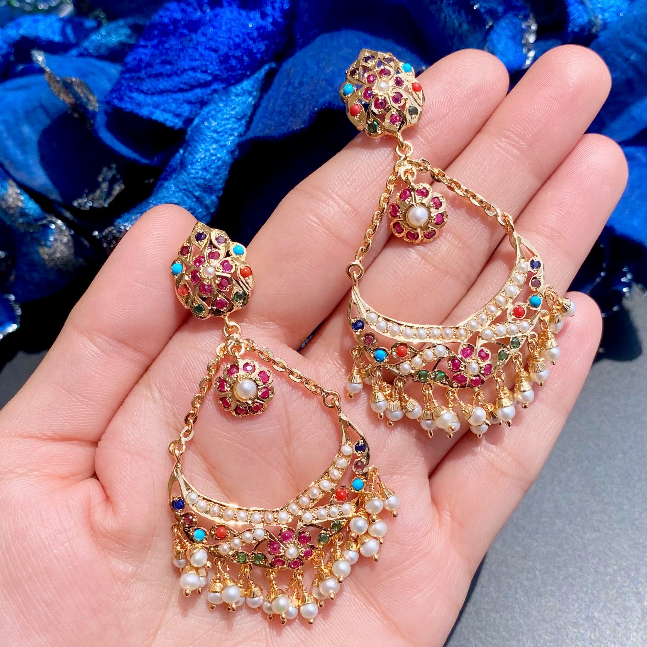 small jadau jhoomer earrings on silver