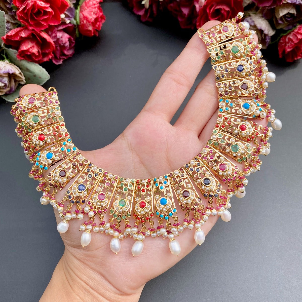 bridal navratna jewelry on 22k gold for women in nj