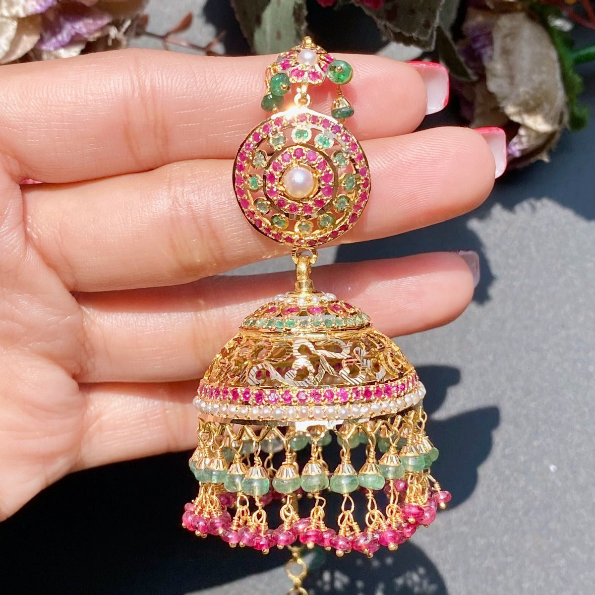 bridal wear bengali jhumka