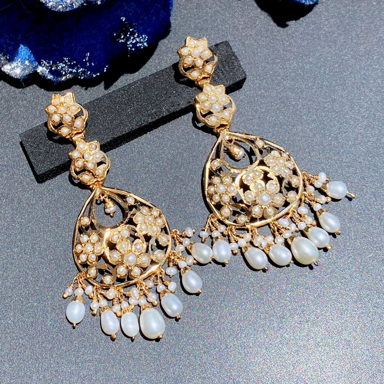 long earrings with freshwater pearls
