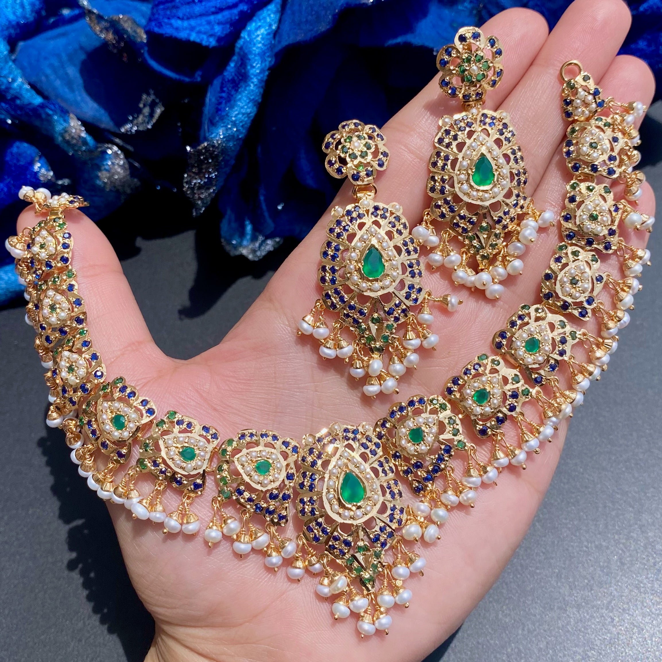 Sophisticated Stone Jewelry Set | Gold Plated Fashion Necklace Set | 925 Silver