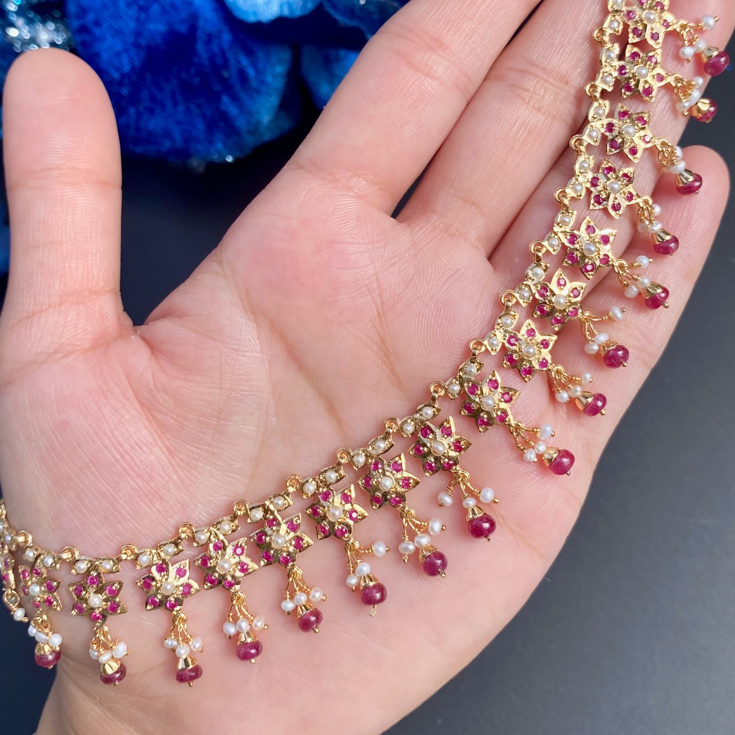 buy gold plated pakistani ruby necklace online