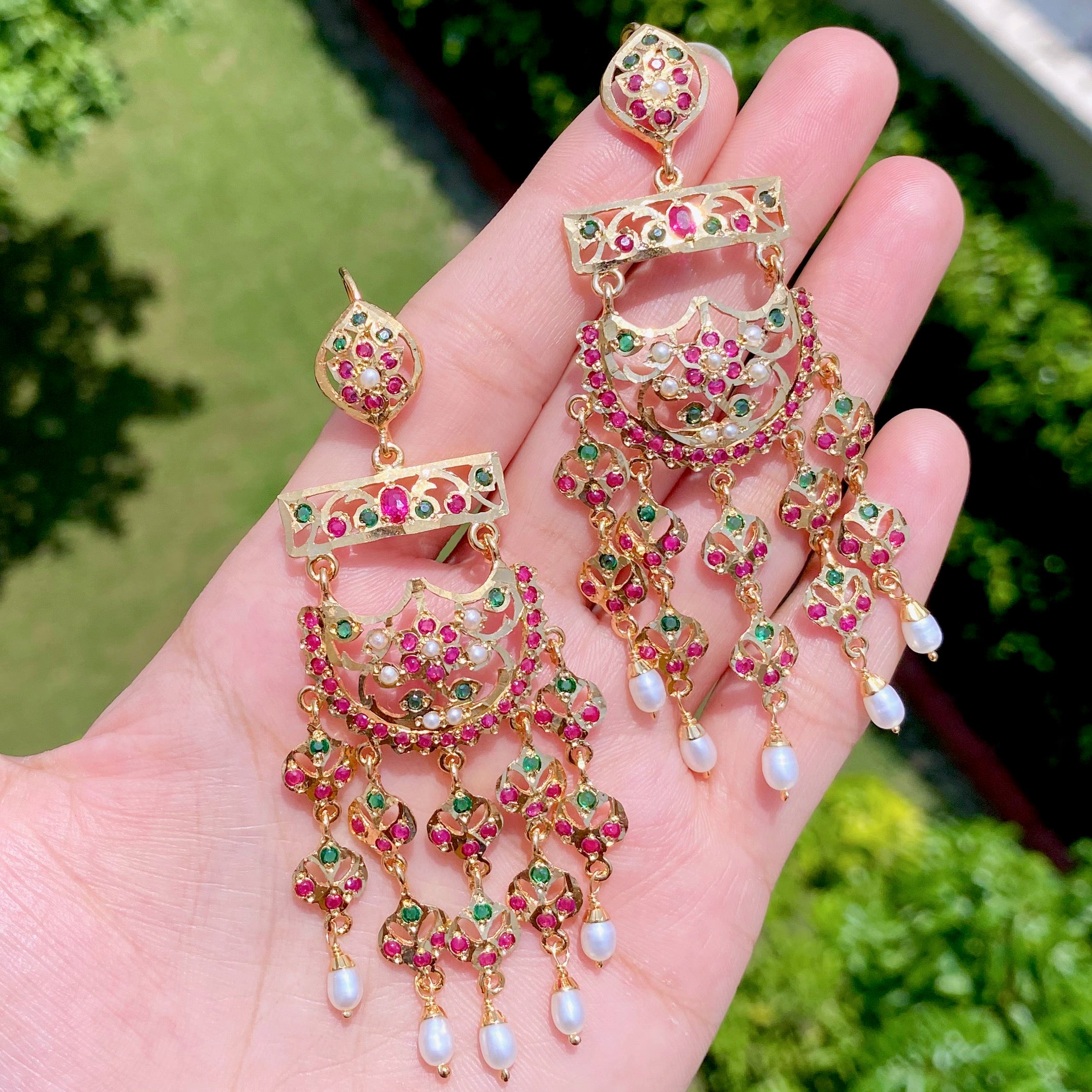 Ethnic Indian Earrings | Stone Studded on Gold Plated on Silver
