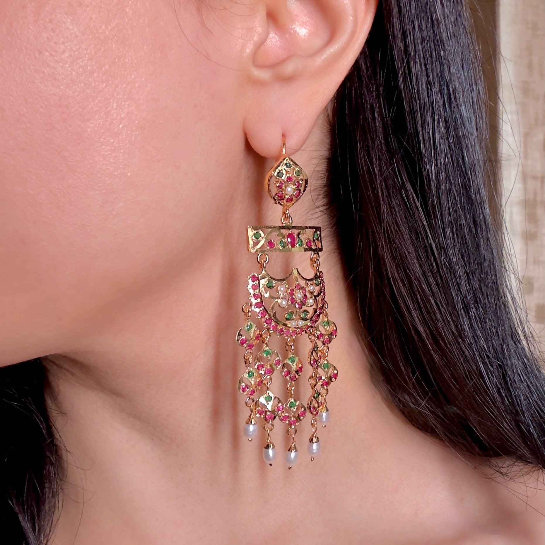 Ethnic Indian Earrings | Stone Studded on Silver ER 570