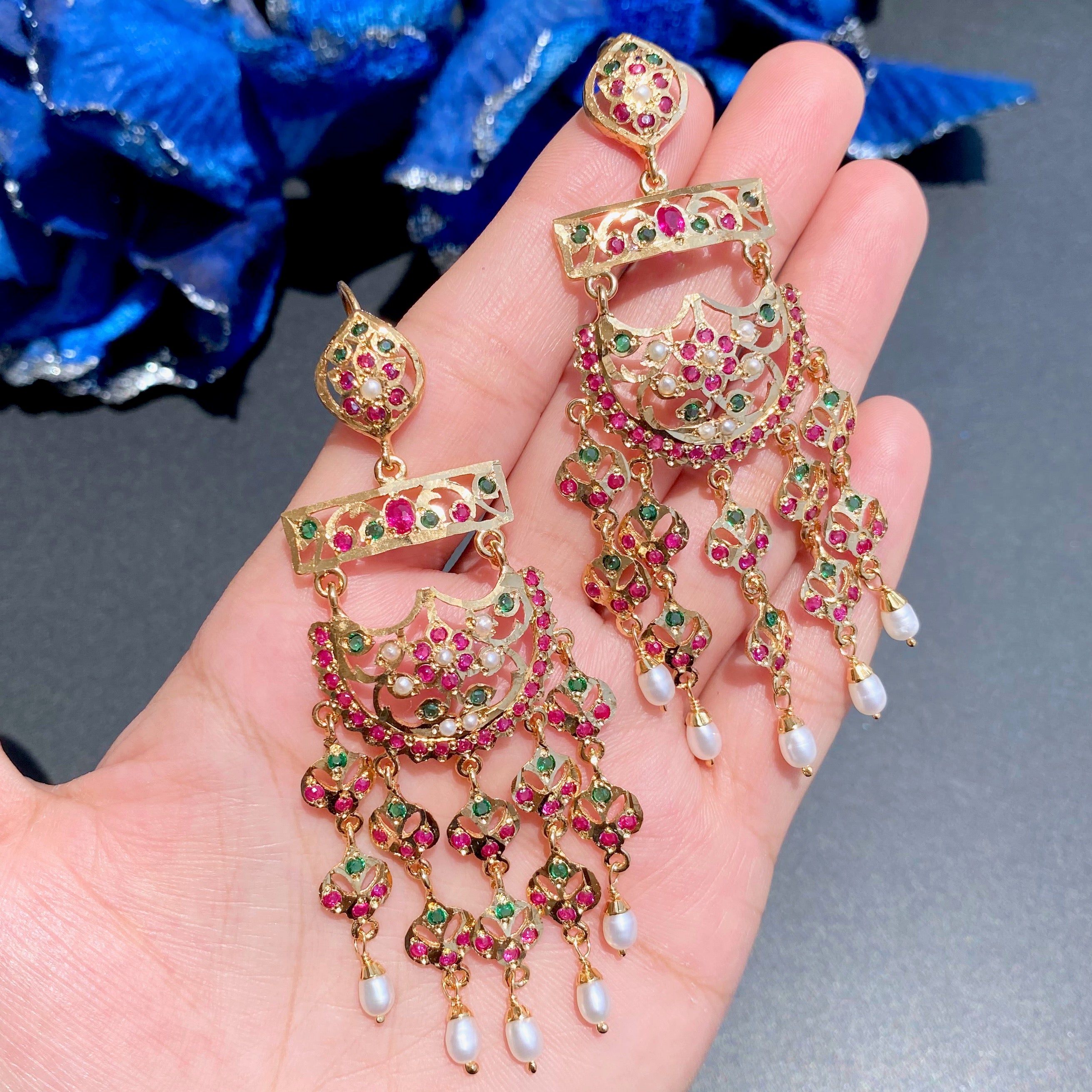 Ethnic Indian Earrings | Stone Studded on Gold Plated on Silver