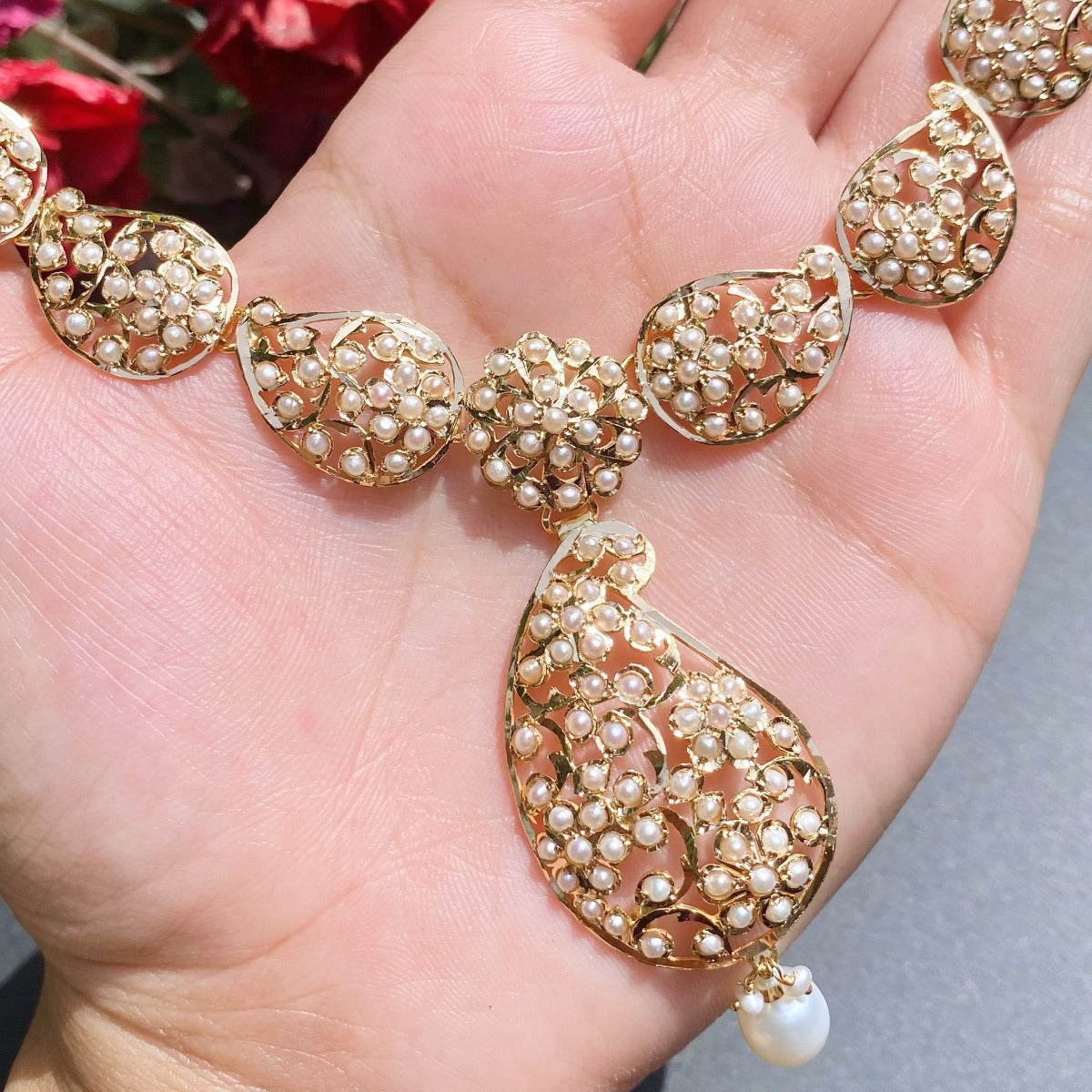 real gold pearl necklace in usa 3 tolas