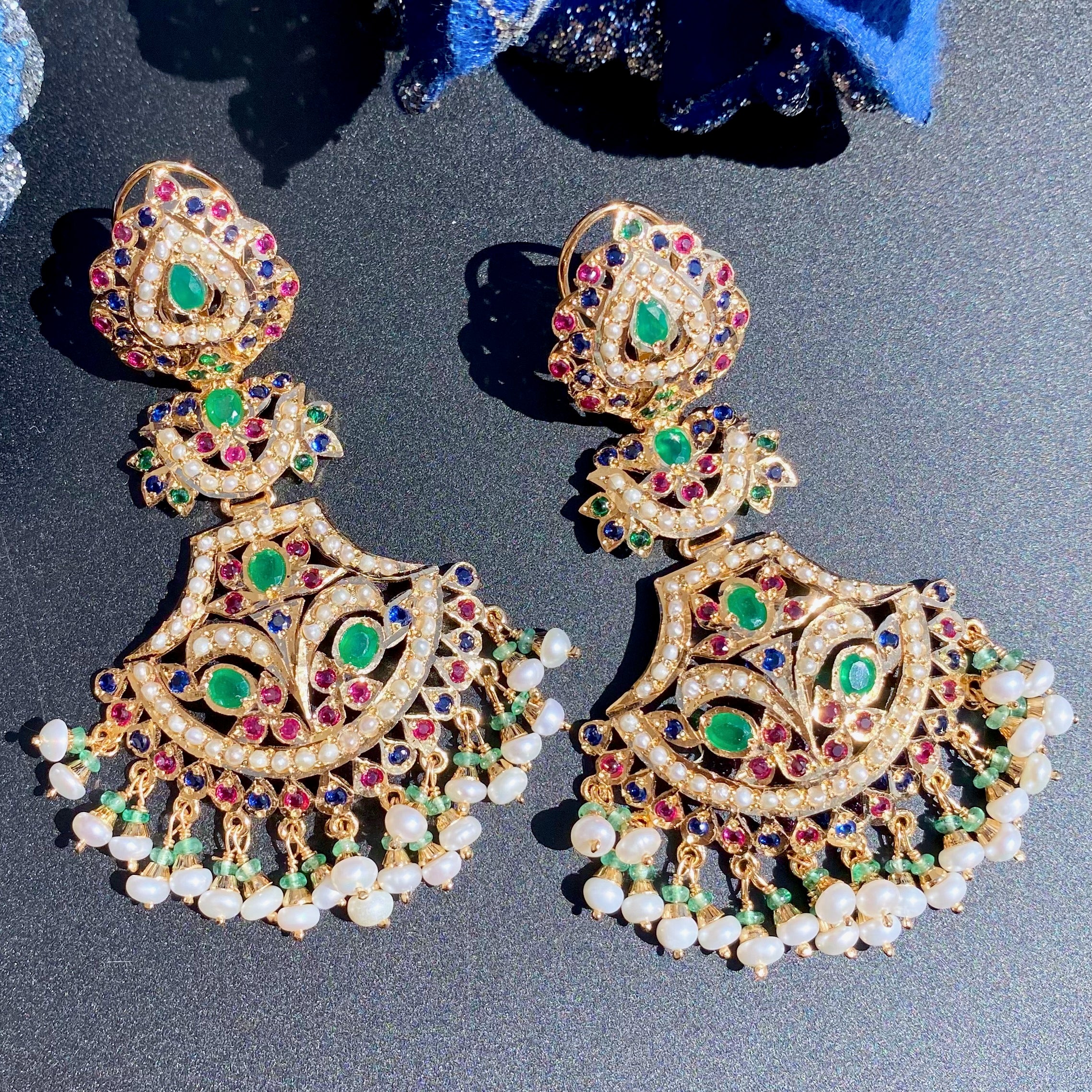 amritsari jadau earrings gold plated