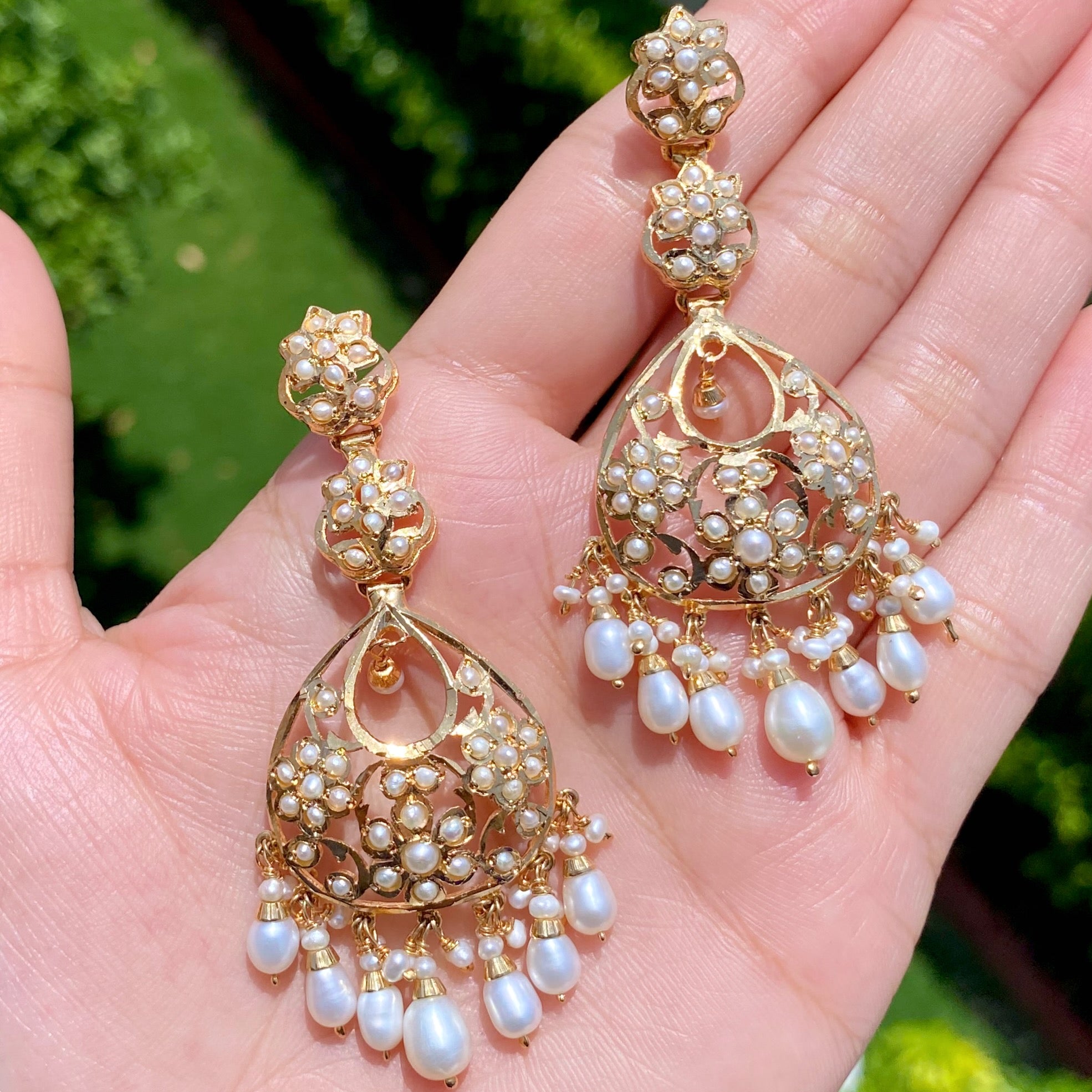long earrings with freshwater pearls