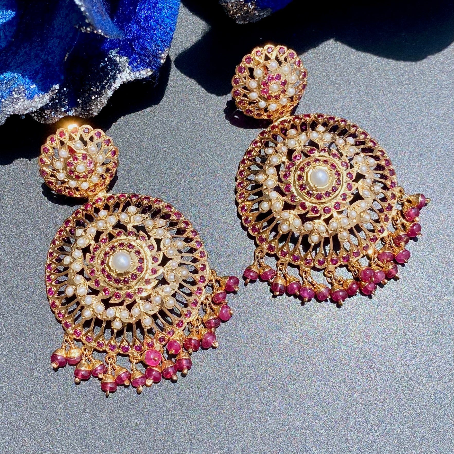 Finely Crafted Jadau Earrings | Sterling Silver Jewelry Online ER 568