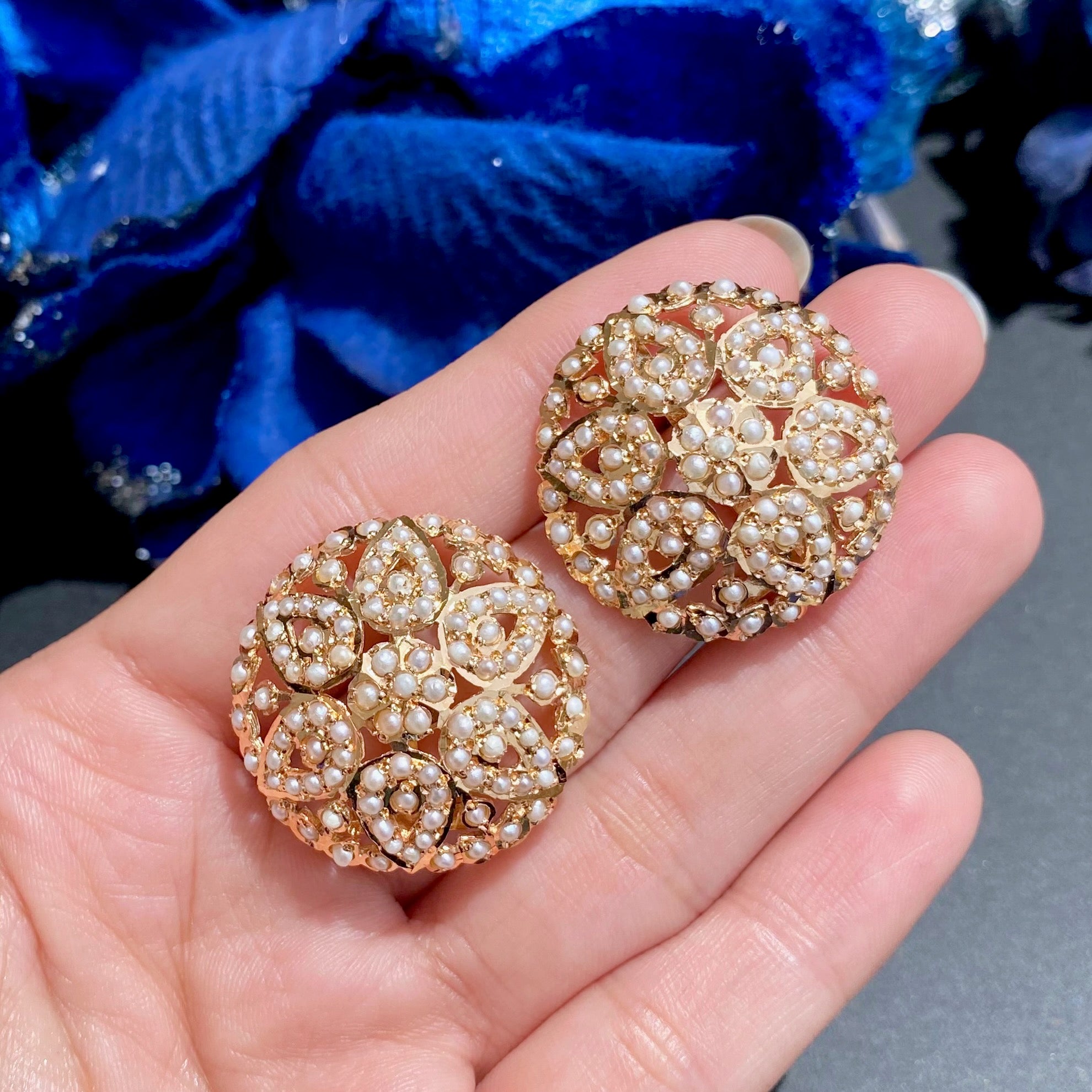 Intricate Pearl Tops | Classic Indian Design | Freshwater Pearls & Sterling Silver ER 782