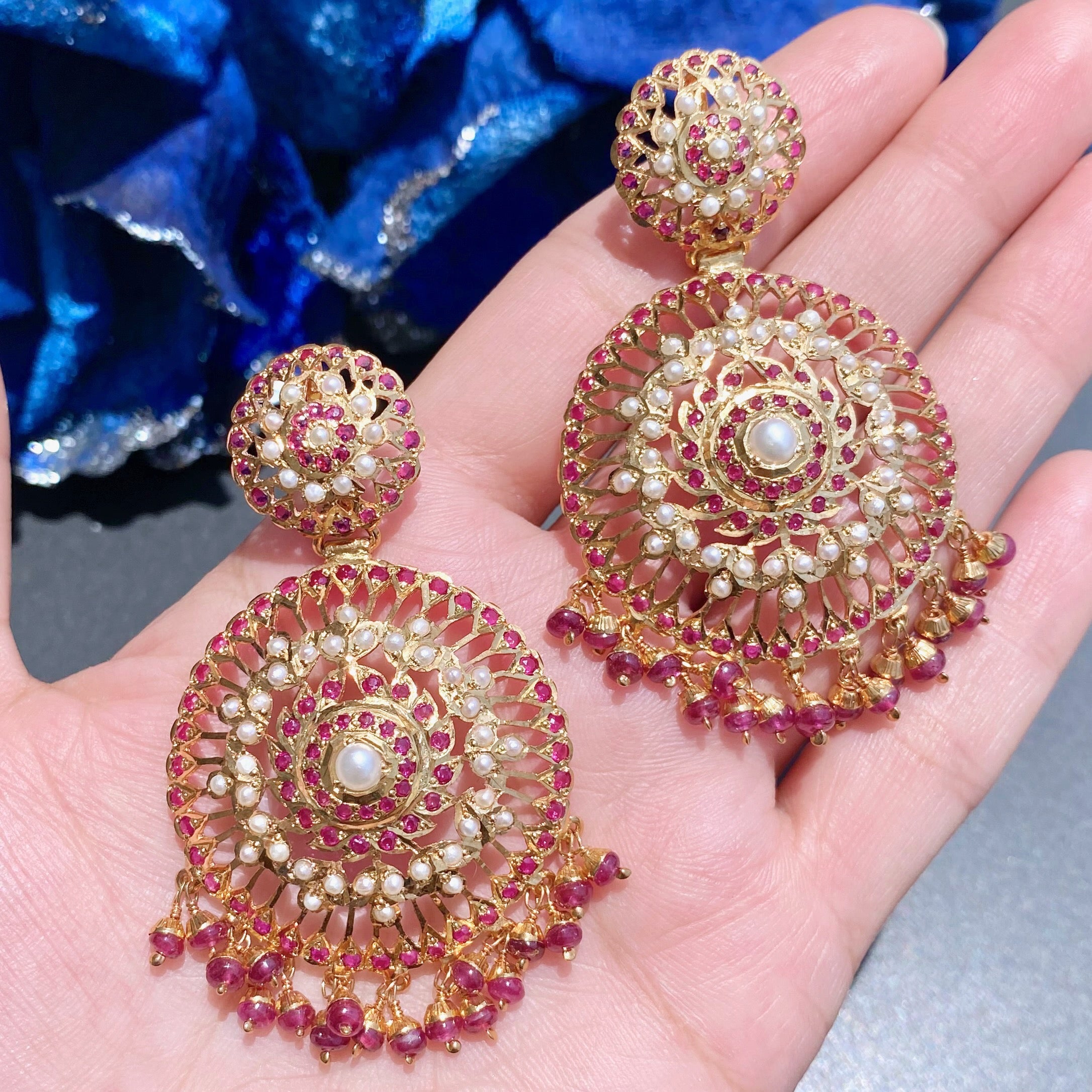 Finely Crafted Jadau Earrings | Gold Plated on Silver