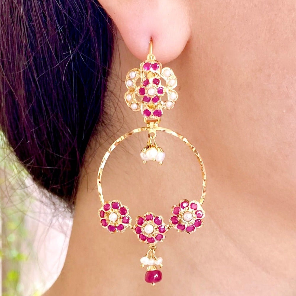 buy lightweight gold chandbali with stones online