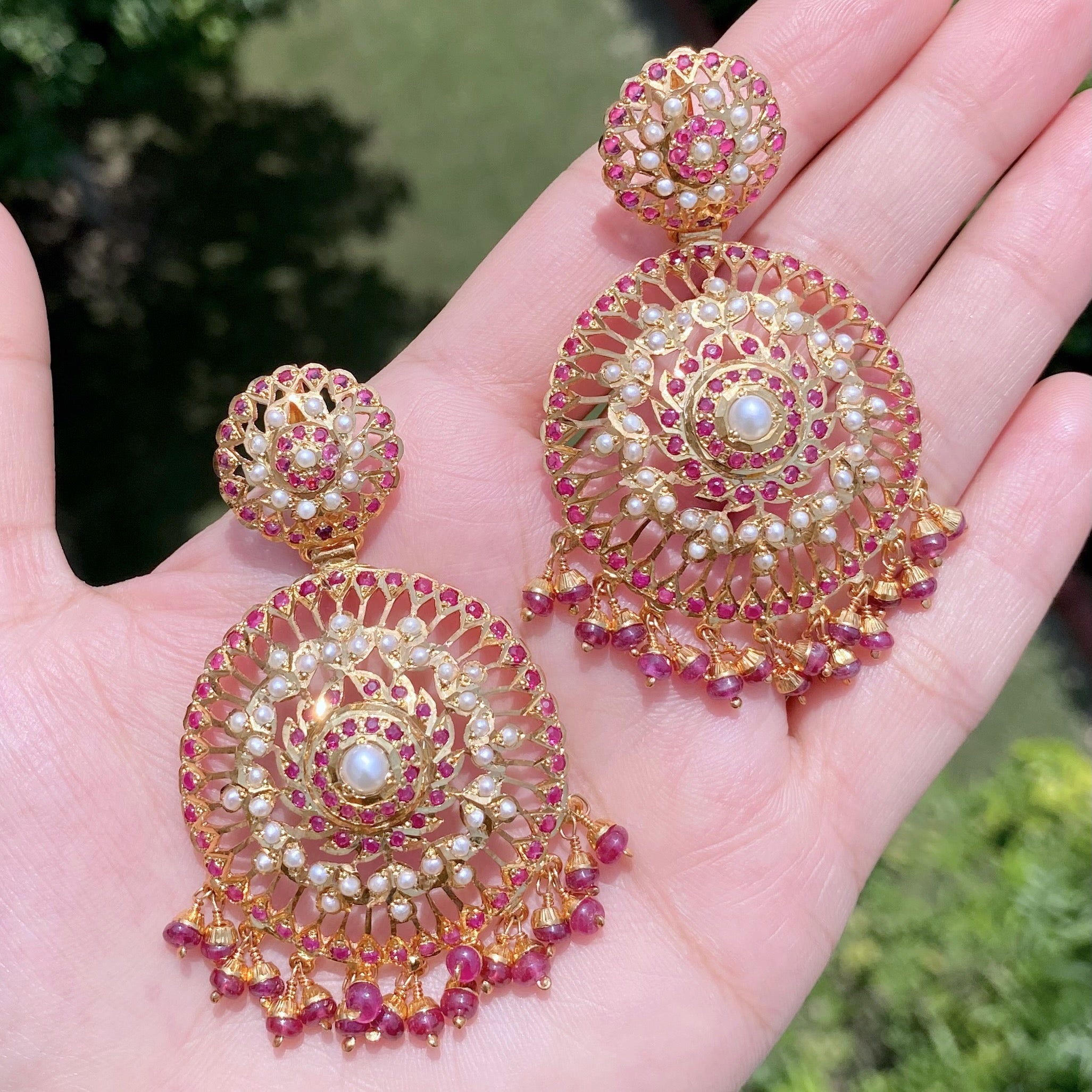 Finely Crafted Jadau Earrings | Gold Plated on Silver