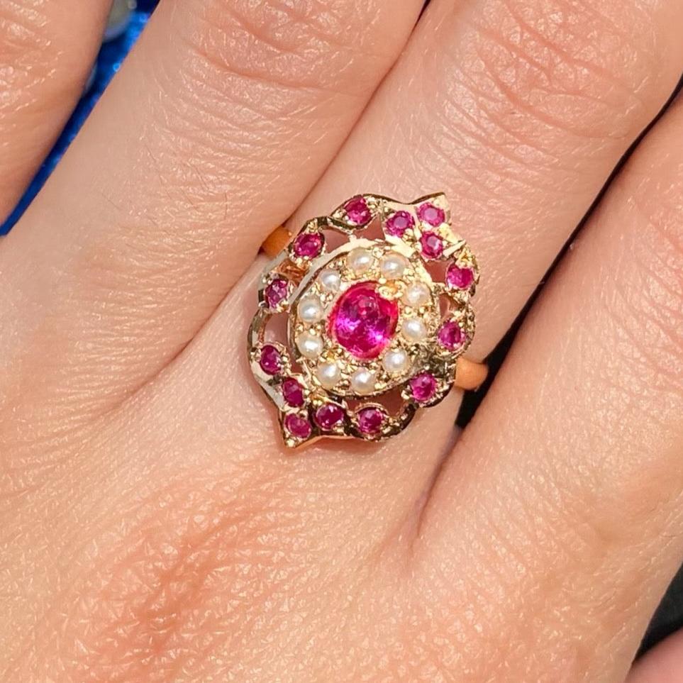 ruby ring on 22k gold plated silver