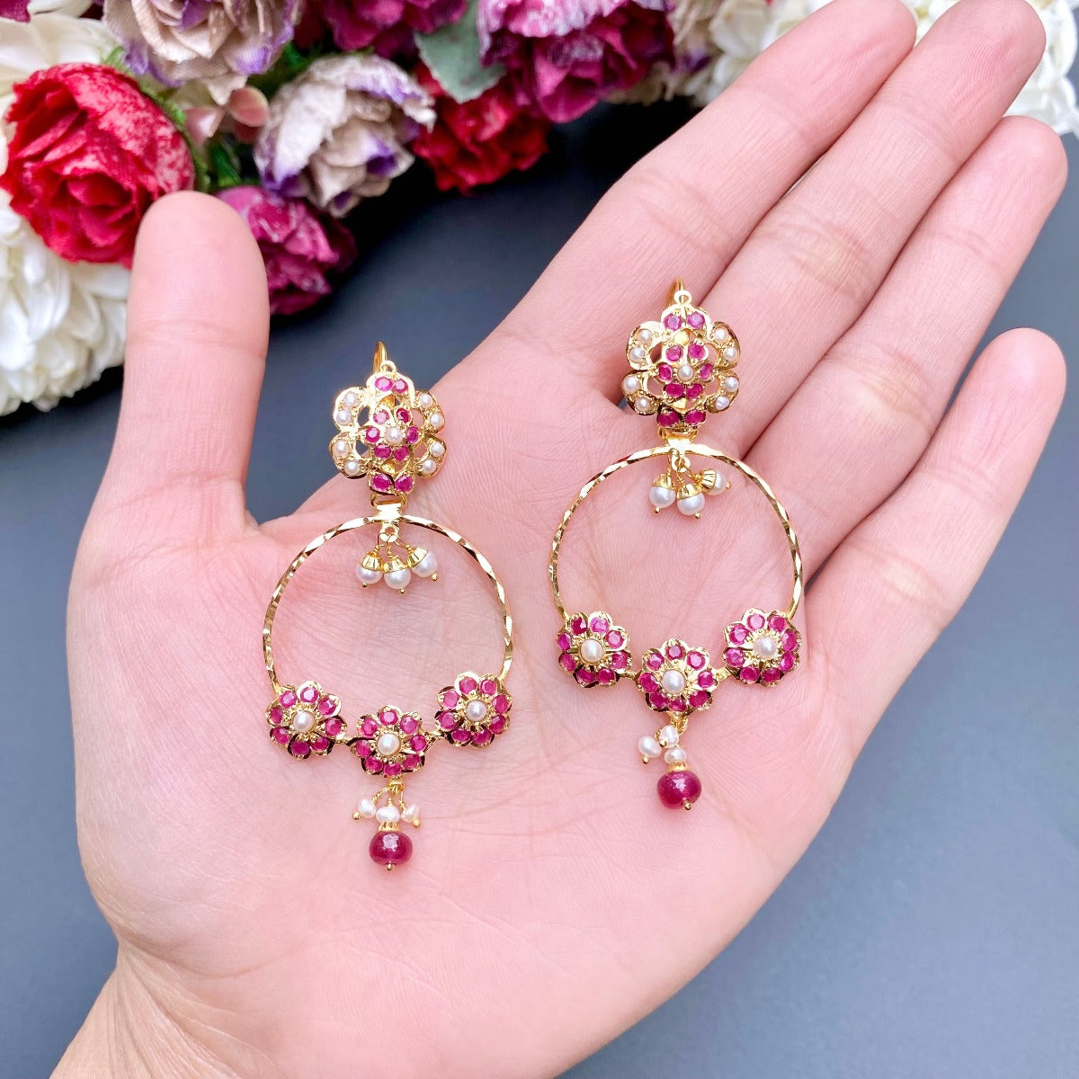 indian gold hoop chandbali earrings latest design