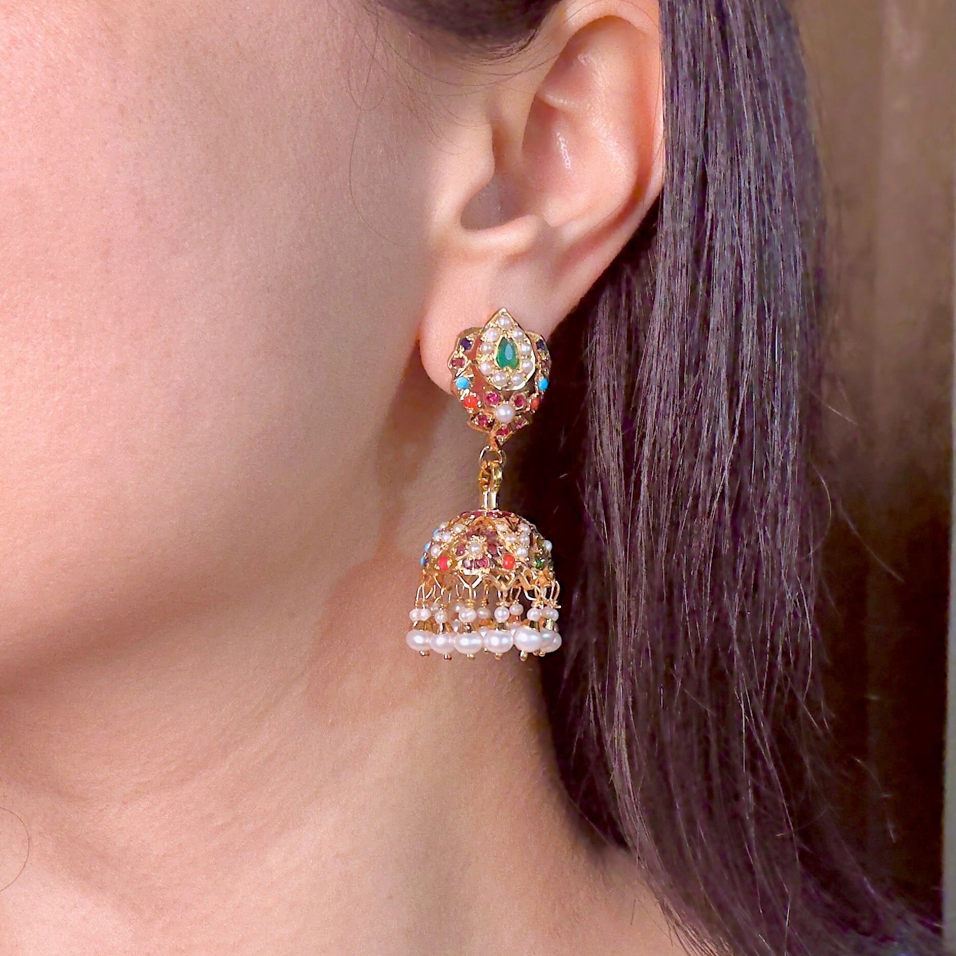 small indian navaratna jhumki