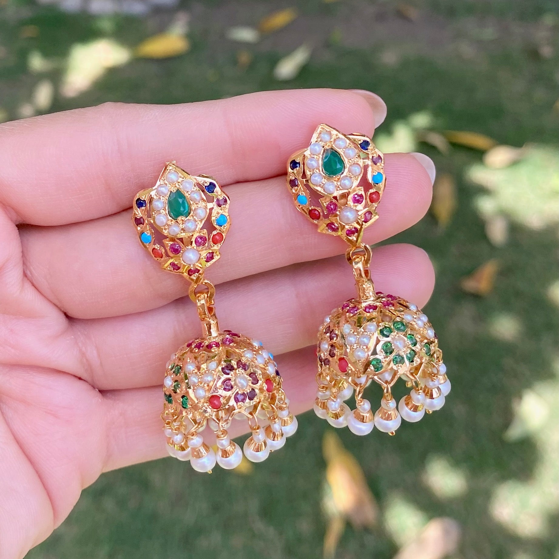 small indian navaratna jhumki
