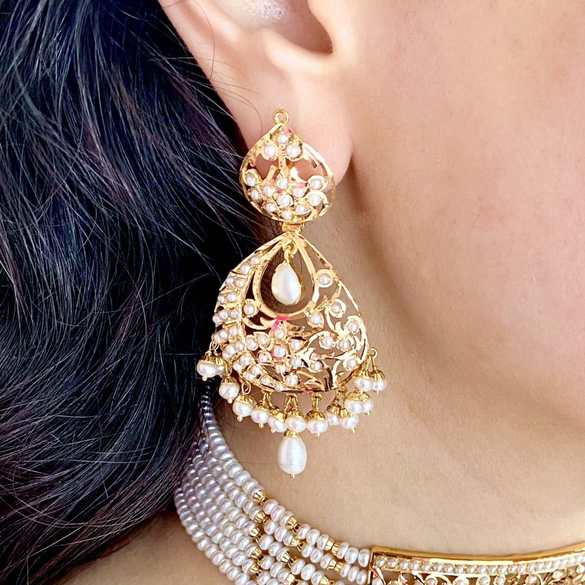 bengali chandbali earrings in 22k gold