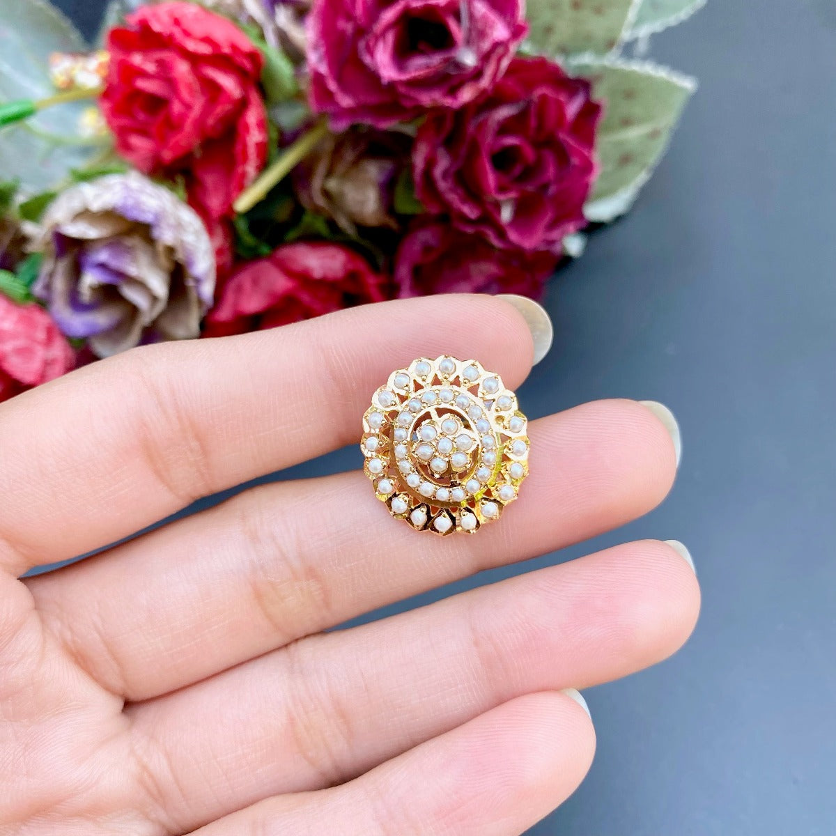 pearl gold ring for ladies online shopping