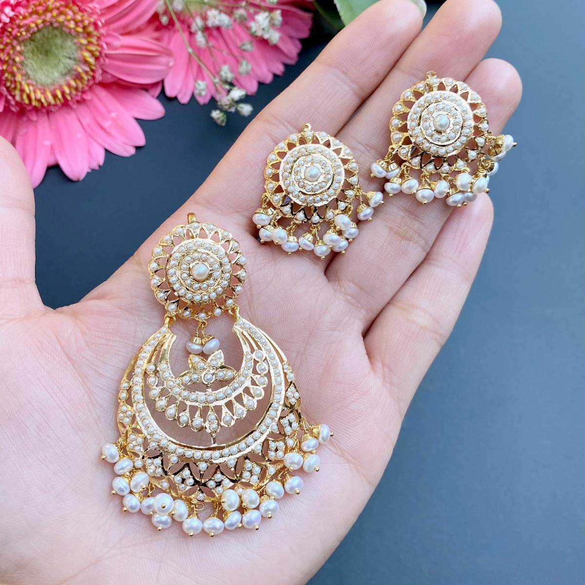 totaram indian gold pendant set pearls