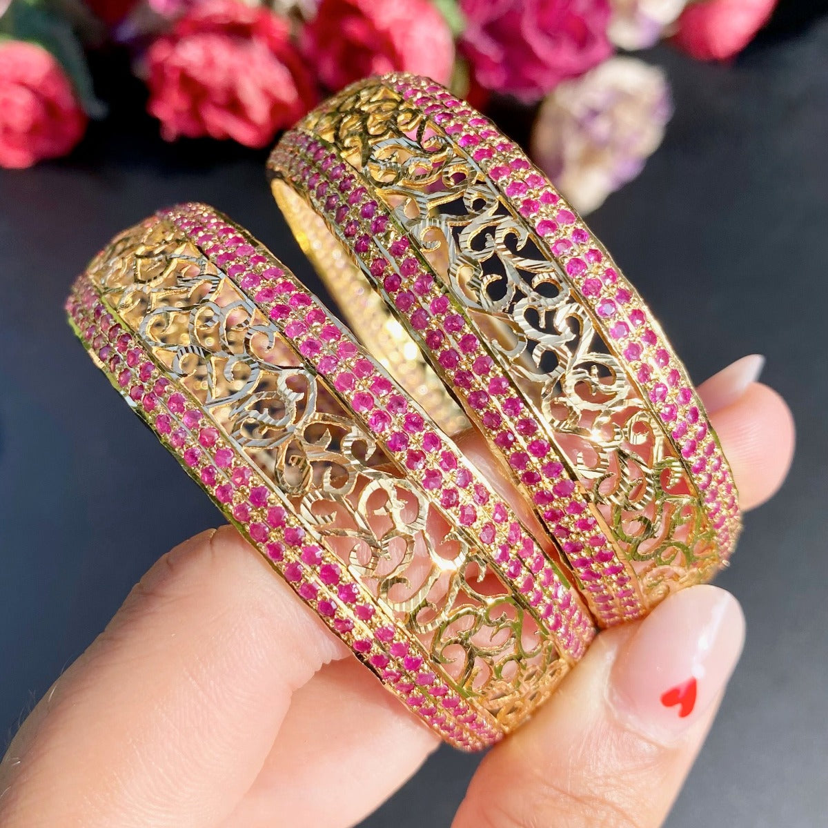 ruby bangles on 22k gold malabar