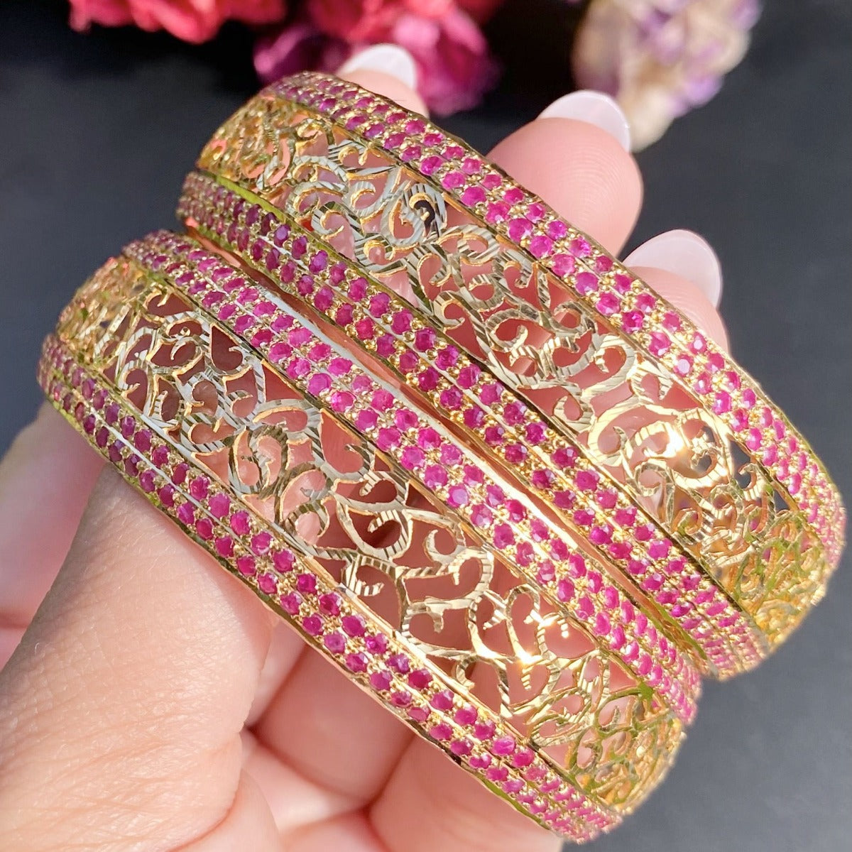 indian ruby bangles on 22k gold tanishq