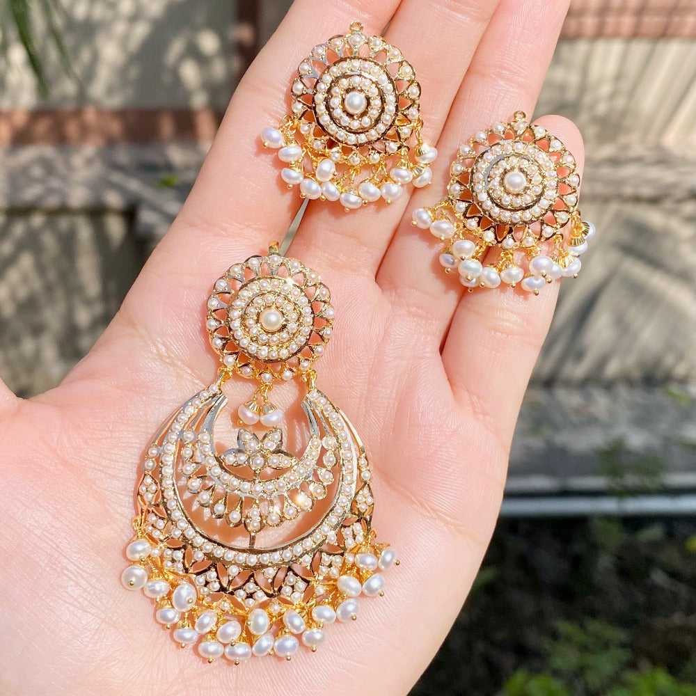 virani gold pearl pendant set